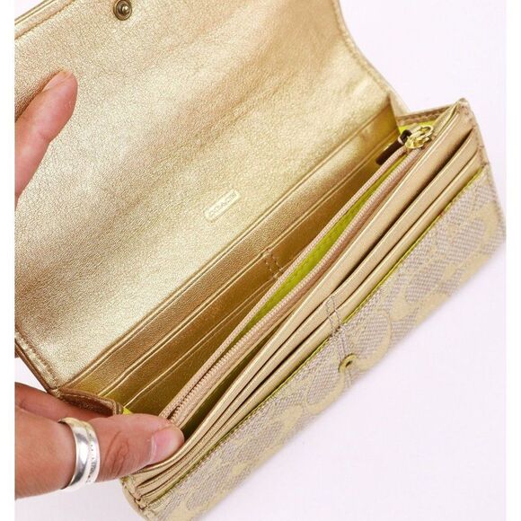 NWT Coach Multi Zip Flap Envelope Wallet Metallic Gold - Picture 7 of 7